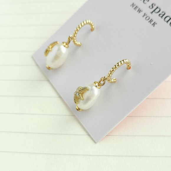 Kate Spade - Sea Star Starfish Gold Pearl Earrings - Picture 2 of 3